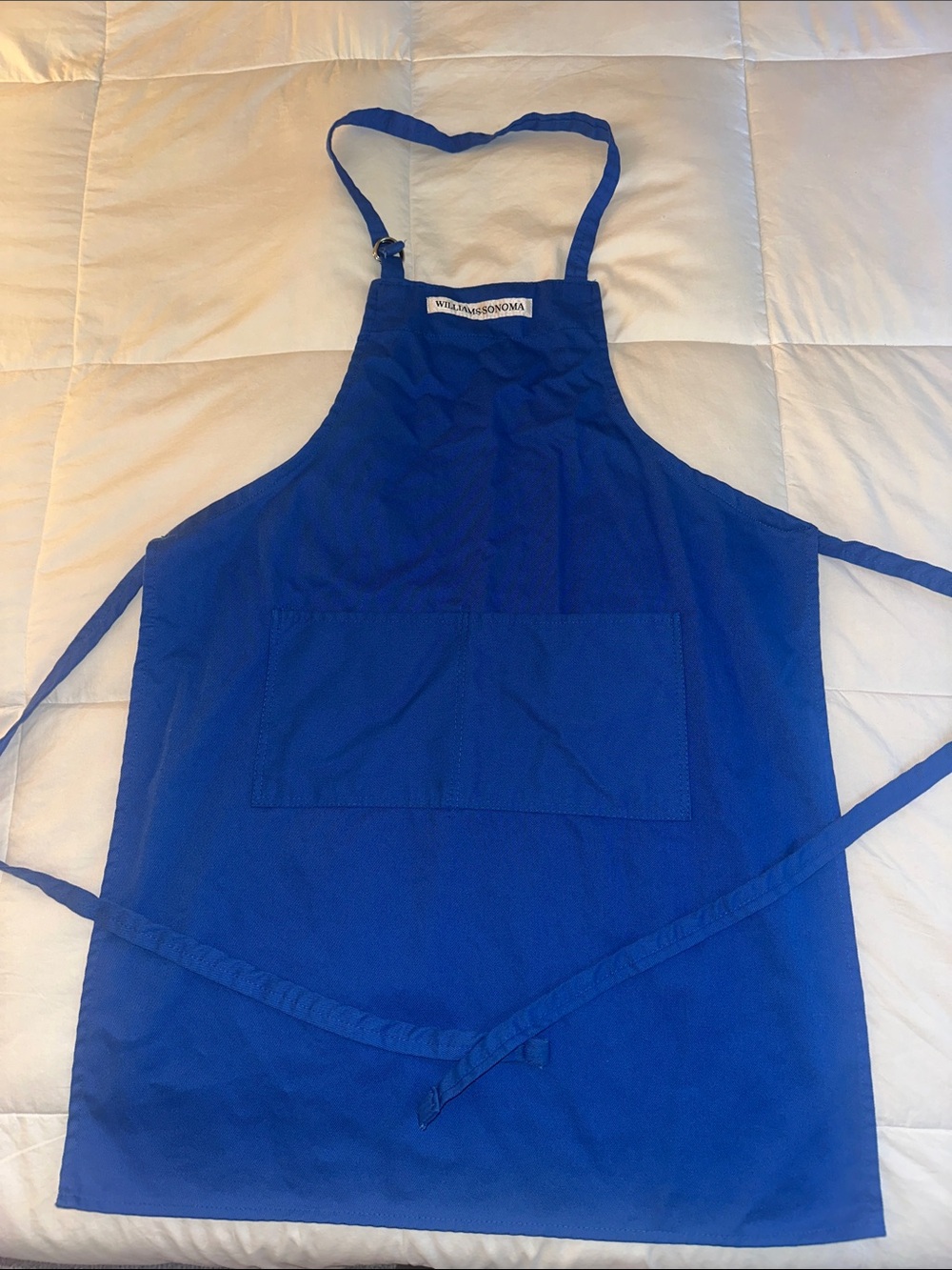 Williams Sonoma Royal Blue Cotton Apron with Pocket